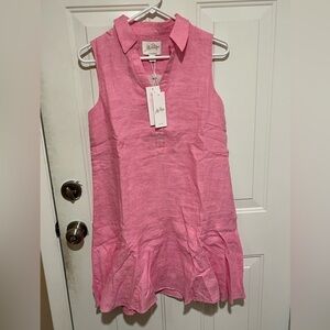 NWT $188 Lilly Pulitzer Ellowyn Linen Dress in Sunkissed Pink X Resort XS 018877